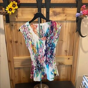 Cato Colorful Floral Pleated Blouse